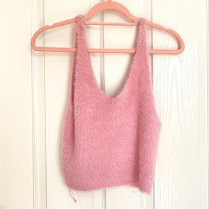 iris xl cream pink furry tank top knit
